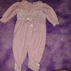 Vintage Basic Editions Pink Ruffled Lace Sleeper